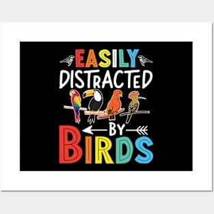 Easily Distracted By Birds Funny Colorful Birding Posters and Art